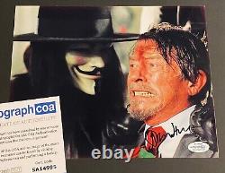 John Hurt a signé une photo 8x10, authentique, COA Autographe V pour Vendetta Sutler