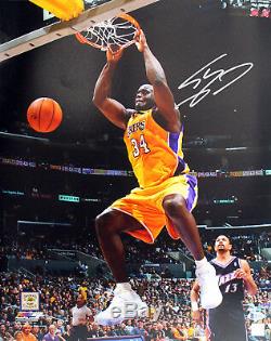 Lakers Shaquille O'neal Authentiques Signés 16x20 Photo Vs Jazz Bas A Été Témoin