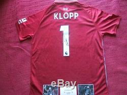 Liverpool Jurgen Klopp Authentique Signée À La Main 2018-19 Shirt Jersey Preuve Photo