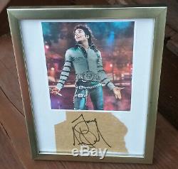 Michael Jackson Autographié Authentique Signé Paper Cut Avec Photo Dans Cadre