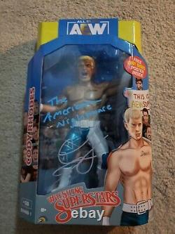 Nouveau Aew Cody Rhodes Superstar Figurine Signature Authentique Autographiée Voir La Photo