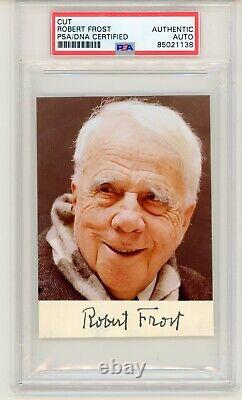 Photo authentique signée autographiée de Robert Frost avec un sourire, certifiée PSA DNA encadrée