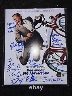 Photo autographiée du casting de Pee-Wee's Big Adventure, aventure géante de Pee-Wee, 8x10 pouces, authentique, avec un certificat d'authenticité de BAS.