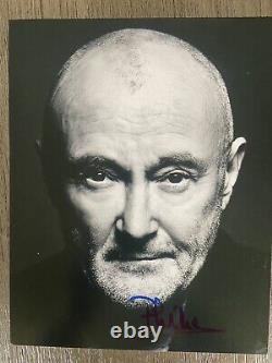 Photo rare signée Phil Collins Genesis lettre d'authenticité authentique COA EX