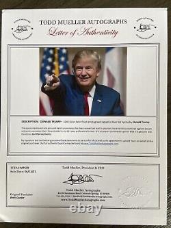 Président Donald Trump 8 X10 Signé Photo Authentique Lettre D'authenticité Coa