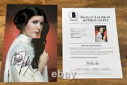 Star Wars Carrie Fisher Princess Leia Signé Photo Bas Beckett Authentic Loa