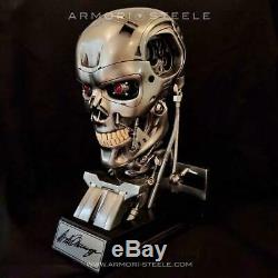 Terminator T-800 Signé Par Arnold Schwarzenegger Head Skull Skeleton Autographié