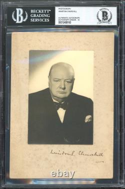 Winston Churchill Authentic Signé 5x7 Photo Auto Classé 10! Bas Slabbed