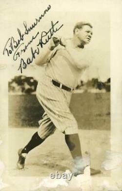 Yankees Babe Ruth Authentic Signé 3.75x5.75 Photo Swinging The Bat Psa #m86121